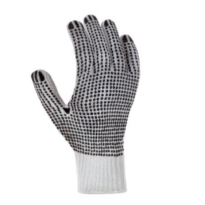teXXor® Grobstrick-Handschuhe BAUMWOLLE-POLYESTER - weiß-schwarze Noppen