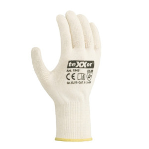 teXXor® Mittelstrick-Handschuhe BAUMWOLLE-NYLON - weiß-blaue Noppen