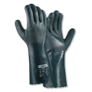 teXXor® topline Chemikalienschutz-Handschuhe PVC GRÜN - Länge 40cm - Handfläche ca. 1,40 mm
