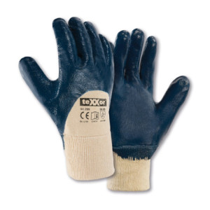 teXXor® Nitril-Handschuhe STRICKBUND - beige-blau