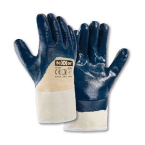 teXXor® Nitril-Handschuhe STULPE - beige-blau