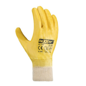 teXXor® Nitril-Handschuhe STRICKBUND - gelb-beige