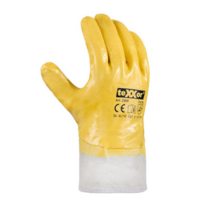 teXXor® Nitril-Handschuhe STULPE - gelb-beige