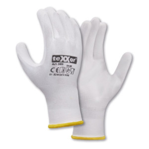 teXXor® Polyester-Strickhandschuhe POLYURETHAN BESCHICHTET - weiß-weiß