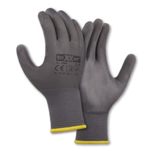 teXXor® Polyester-Strickhandschuhe POLYURETHAN BESCHICHTET - grau-grau