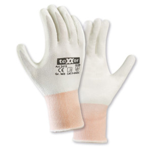 teXXor® Schnittschutz-Strickhandschuhe PU-BESCHICHTUNG - weiß-weiß