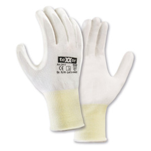 teXXor® Schnittschutz-Strickhandschuhe PU-BESCHICHTUNG - weiß-weiß
