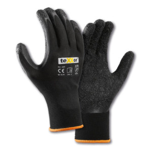 teXXor® Polyester-Strickhandschuhe LATEX - schwarz-schwarz