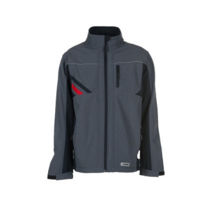 Planam Softshelljacke Highline, Outdoor - schiefer/schwarz/rot
