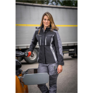 Leibwächter FLXDS25, Damen Softshelljacke schwarz-grau