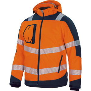 Vizwell VW268, Winter-Softshelljacke leuchtorange-marine
