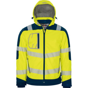 Vizwell VW268, Winter-Softshelljacke leuchtgelb-marine