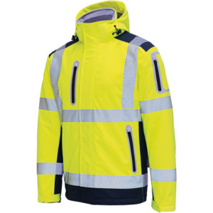 Vizwell VW177D, Winter-Softshelljacke 3 in 1 leuchtgelb-marine