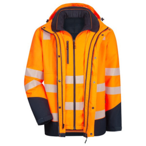 NITRAS MOTION TEX VIZ PLUS, Warn-Multifunktionsjacke, neonorange / marineblau