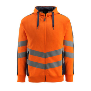 MASCOT® Corby SAFE SUPREME Kapuzensweatshirt mit Reißverschluss - Hi-vis Orange/Schwarzblau