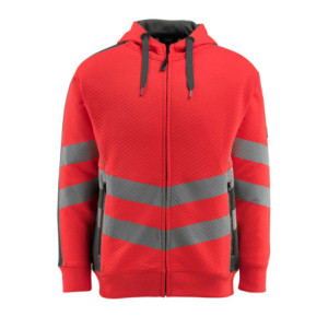 MASCOT® Corby SAFE SUPREME Kapuzensweatshirt mit Reißverschluss - Hi-vis Rot/Dunkelanthrazit