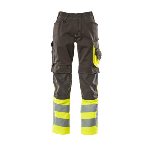 MASCOT® Leeds SAFE SUPREME Hose mit Knietaschen - Dunkelanthrazit/Hi-vis Gelb