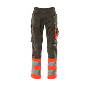 MASCOT® Leeds SAFE SUPREME Hose mit Knietaschen - Dunkelanthrazit/Hi-vis Rot