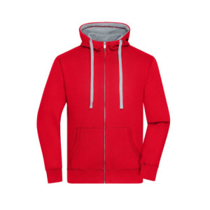James & Nicholson Men's Lifestyle Zip-Hoody red/grey-heather
