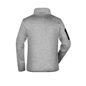 James & Nicholson Men's Knitted Fleece Jacket light-grey-melange/red