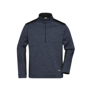 James & Nicholson Men's Knitted Workwear Fleece Half-Zip - STRONG - carbon-melange/black
