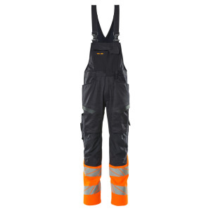 MASCOT® ACCELERATE SAFE Latzhose mit Knietaschen - Schwarzblau/Hi-vis Orange