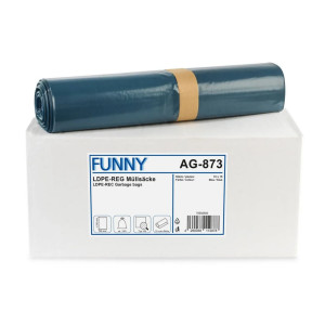 LDPE-Reg. Abfallsäcke, Blau, gerollt, 120 l extra Stark, 15 Stück pro Rolle