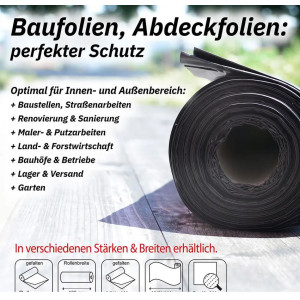 Sobsy LDPE-Regenerat Baufolie 4 x 50 m, transluzent, Typ 300, 1 Rolle