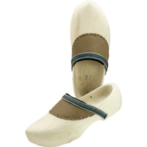 HOLZSCHUHE MIT LEDERBESATZ NATURFARBEN