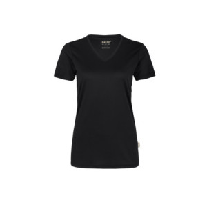 HAKRO Damen V-Shirt COOLMAX® - schwarz
