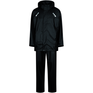 Regenset mit Jacke und Hose in PU-Qualität - Schwarz