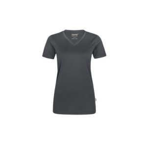 HAKRO Damen V-Shirt COOLMAX® - anthrazit