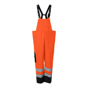 Flammhemmende Hi-Vis Regenlatzhose in PU-Qualität - Hi-Vis Orange / Navy