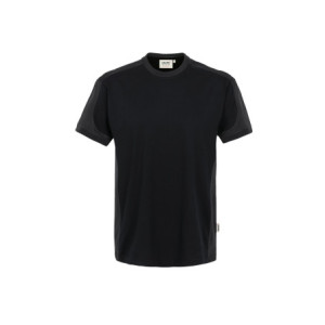 HAKRO T-Shirt Contrast MIKRALINAR® - schwarz/anthrazit