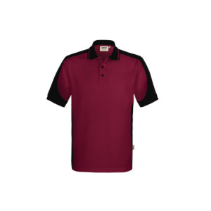 HAKRO Poloshirt Contrast  MIKRALINAR® ECO - weinrot/schwarz